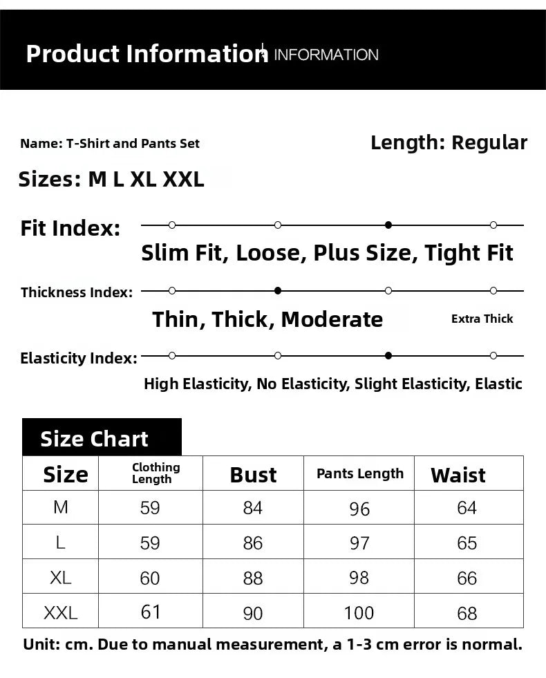 Women's Ice Silk Two-Piece Set - Round Neck T-Shirt and Loose Pants