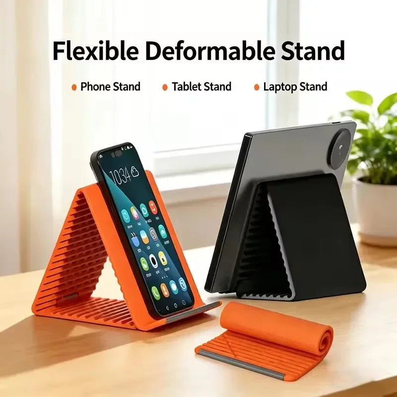 Flexible Foldable Silicone Phone Holder Portable Adjustable Multi-Angle Desktop Stand For iPhone iPad Laptop Tablet Home Office