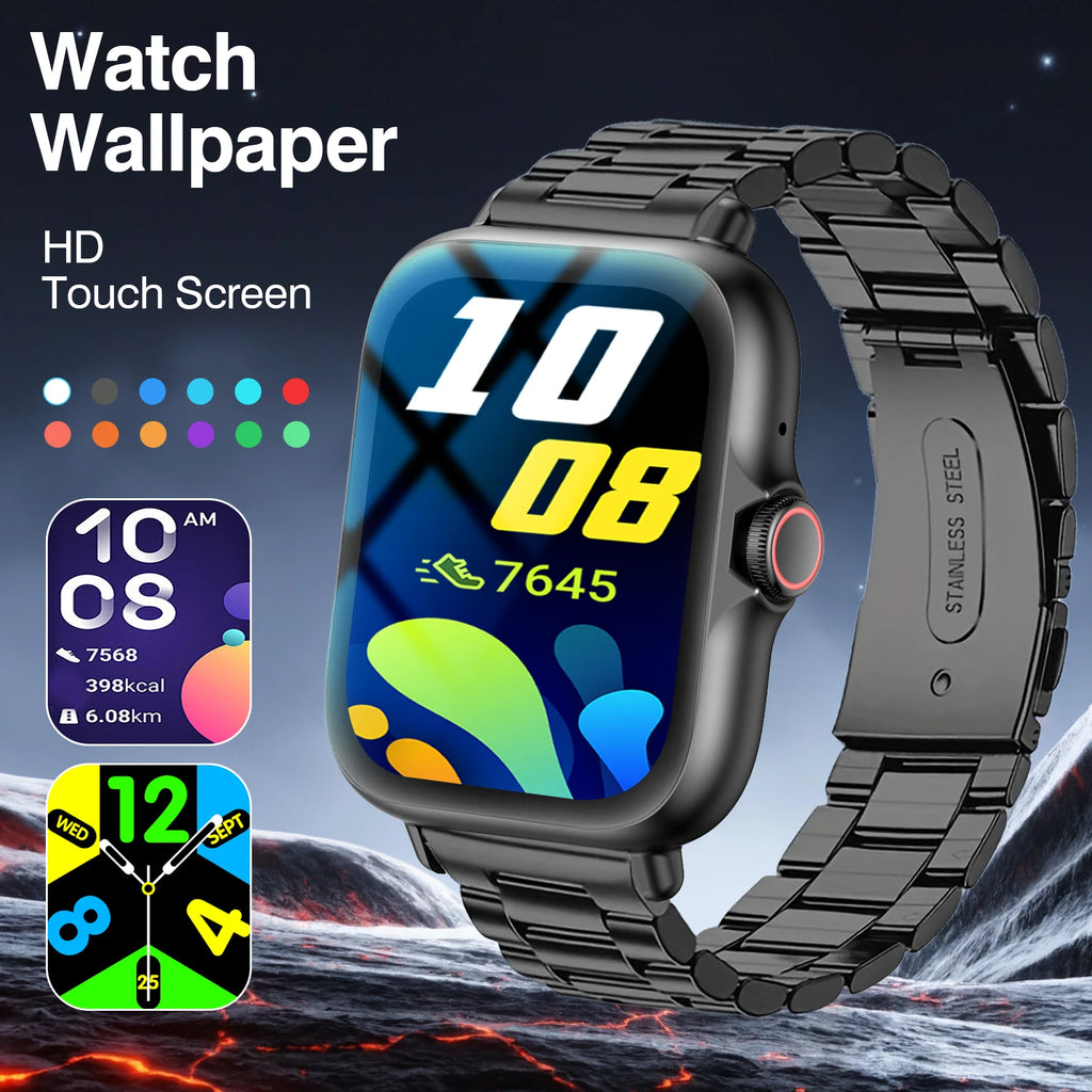 Smart Watch Compatible for iPhone & Android, Wireless Call, HD Touch Screen Fitness Tracker with Pedometer, Step Tracker, Music,Weather Display,Wireless Smartwatch for Men & Women