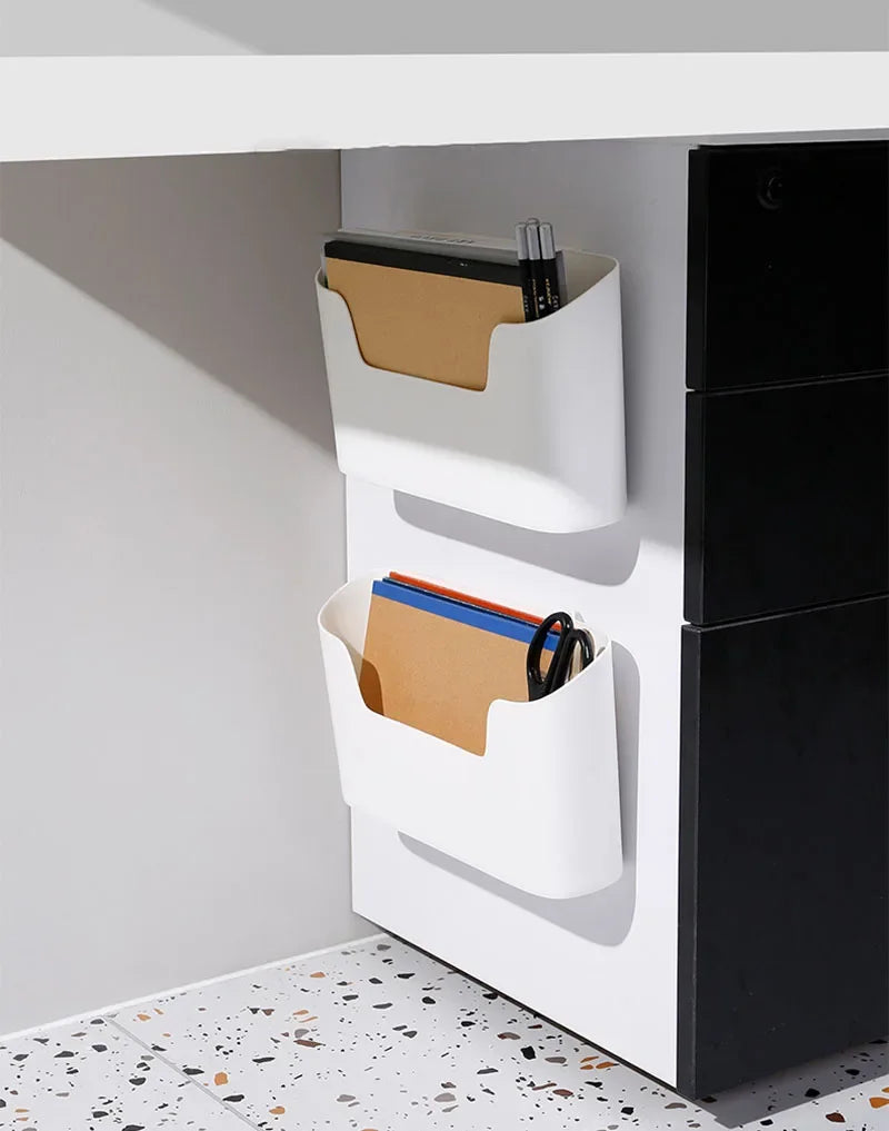 Estante adhesivo de almacenamiento montado en la pared de la cocina, caja de almacenamiento multifuncional para puerta de gabinete, estante de cajón debajo del fregadero, organizador de baño