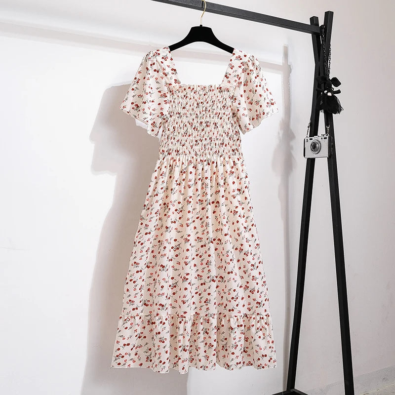Floral Chiffon Midi Dress