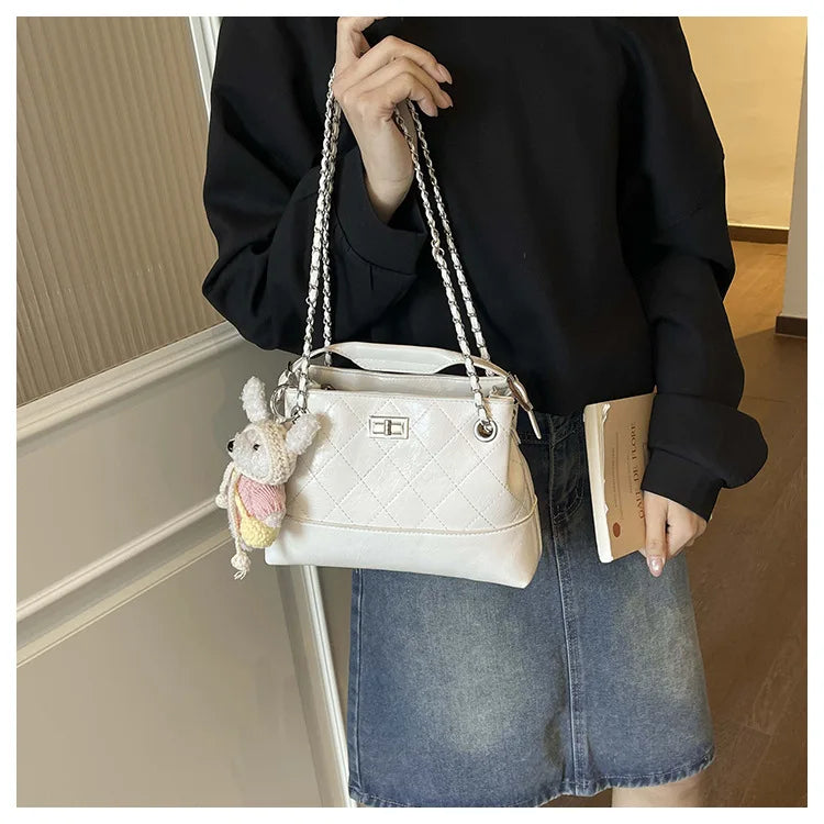 Korean Style Casual Women's Large Capacity Simple Tote Bag Fashion Trendy Underarm Leisure Handbag Daily Match PU Material