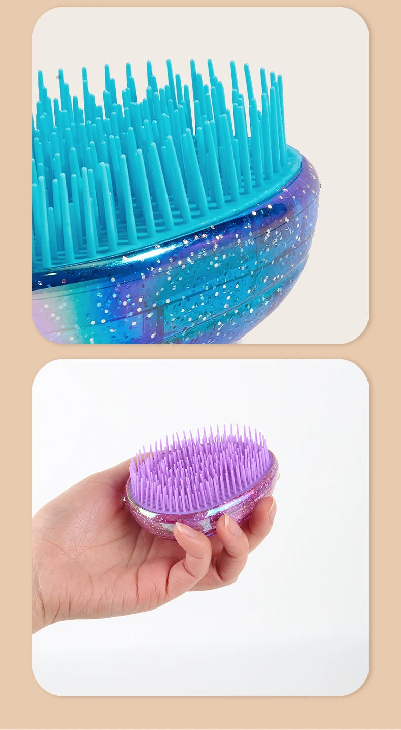 1PCS Portable Egg Shape Detangling Hair Comb Soft Scalp Massage Hairbrush Shining Beauty Styling Tool for Salon