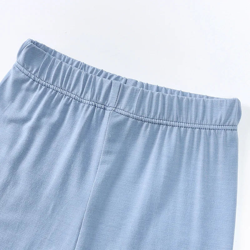 2-Pcs Summer Children's Bamboo Fiber Short-sleeved Shorts Suit Boy Casual Breathable Top Baby Girl Pink Sweet Soft Home Clothes