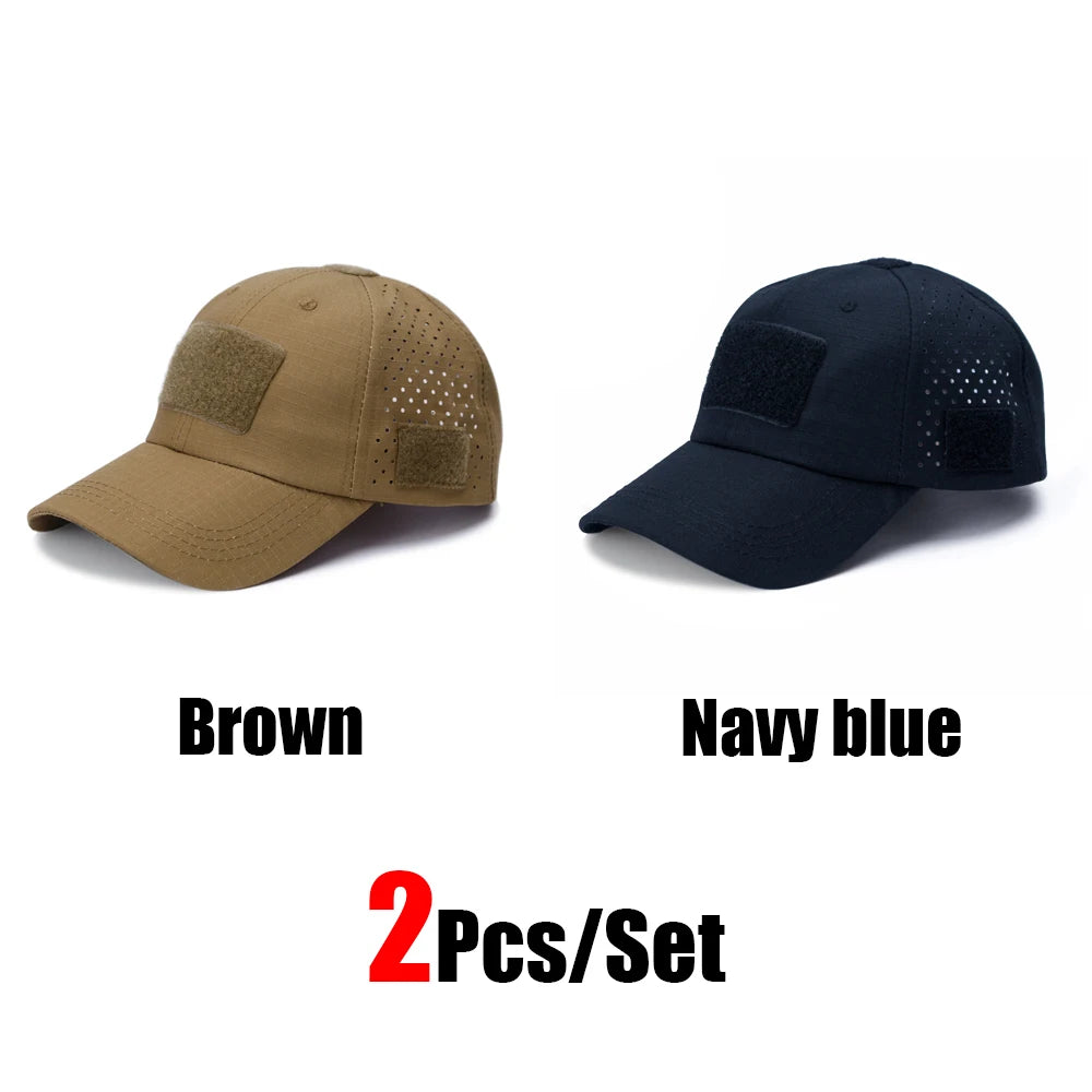 1/2Pcs New Men Camouflage Baseball Cap Breathable Sunscreen Hat Outdoor Sports Hunting Hiking Camping Beach Fishing Sun Hat