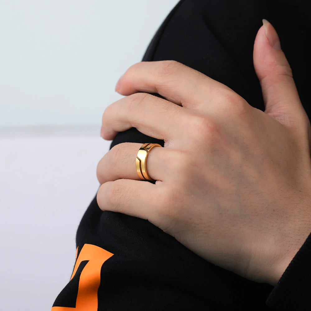 Skyrim Stainless Steel Ring For Men Women'S Black Minimalist Casual Finger Rings 2025 Couple Jewelry Wedding For Lover