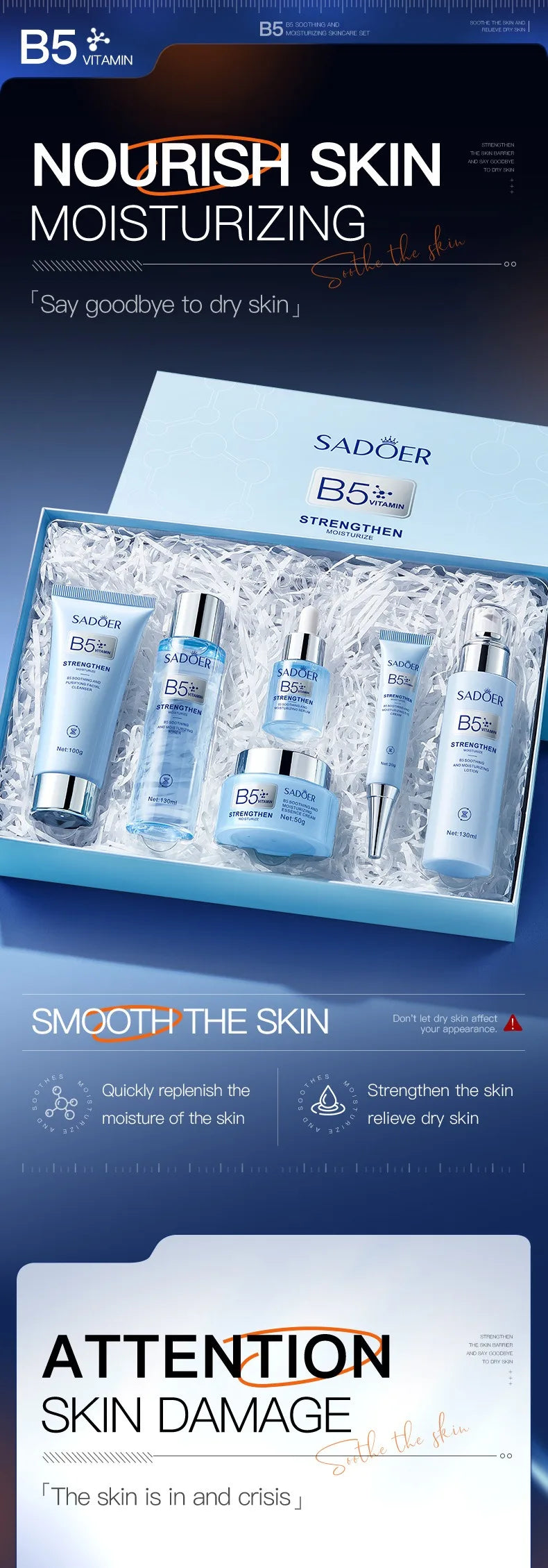 Vitamin B5 Moisturizing Anti-Wrinkle Skincare Set - Firming, Lifting Hydrating Face Kit for All Skin Types Skin care