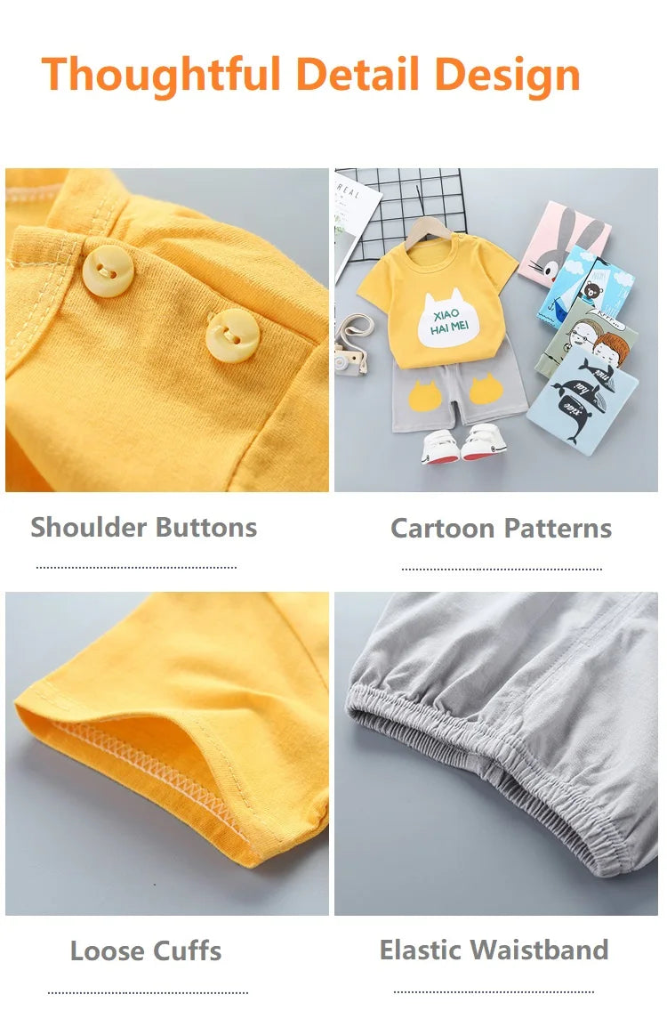 Children's Unisex Cotton T-Shirt and Shorts Set - Summer 2-Piece Outfit