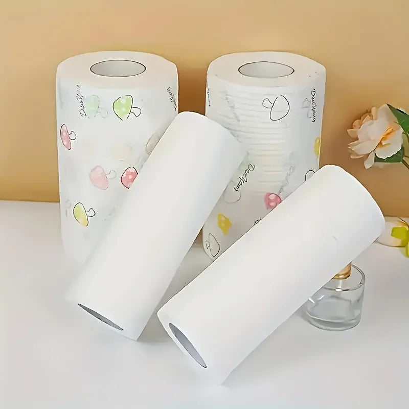 Washable Reusable Kitchen Paper Roll, Thick Pearl Embossed Non-Woven Cleaning Cloths, Oil Absorbent Dish Wipes for Kitchen Home