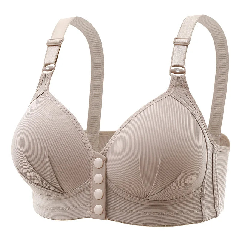 New Large Size Front Buckle Sexy Push Up Women'S'S Bra Adjustable Thin Cup Breathable Comfortable Middle-Aged Mom Ladies Underwear