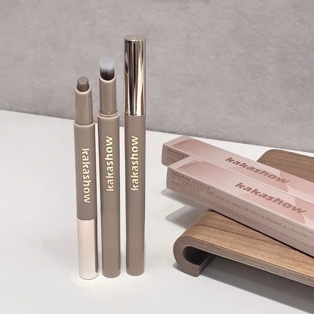 Long Lasting 3D Contouring Pen Waterproof Cream-Textured Facial Contour Stick 2in1 Design With Brush Nose Shadow Contour Pen