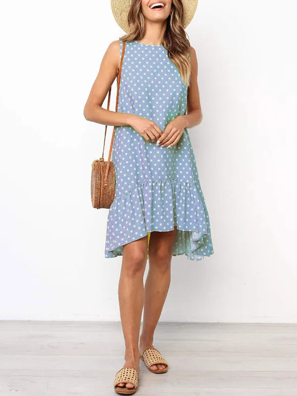 New Summer Sleeveless Dresses for Women O-Neck Women Dress Loose Dot A-LINE Dress Women Vestidos De Verano Mujer 2026 Q3716