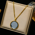 Eilieck 316L Stainless Steel Round Colored Crystal Pendant Necklace For Women'S New Trend Choker Clavicle Chain Jewelry