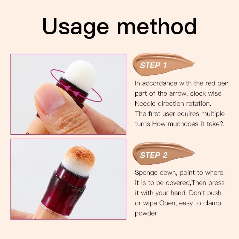 New Sponge Head Concealer For Dark Circles Freckles Acne Pigmentation And Blemishes Long Lasting Moisturizing Liquid Foundation