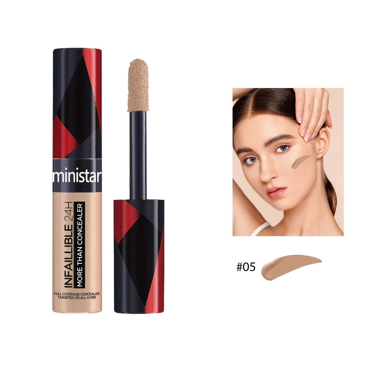 Full Coverage Concealer Waterproof Long Wear For All Skin Types Sweat Proof Stain Resistant Durable For Flawless Skin