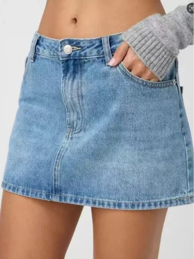 New 2026 Summer Women's Elastic Slim-fit  Denim Short Skirt  Female Fashion Casual Mid Waist Jeanse Skirt