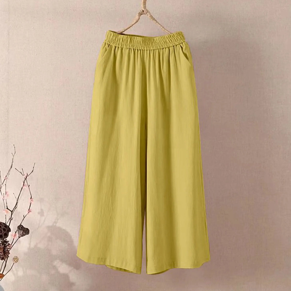 Women's High Waisted Wide Leg Pants - Casual Loose Cropped Trousers