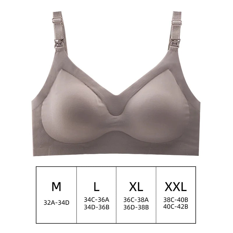 Ultra Thin Laser Cutting Ladies Feeding Bra Removable Padded Breastfeeding Bras Plus Size Push Up Maternity Nursing Bra