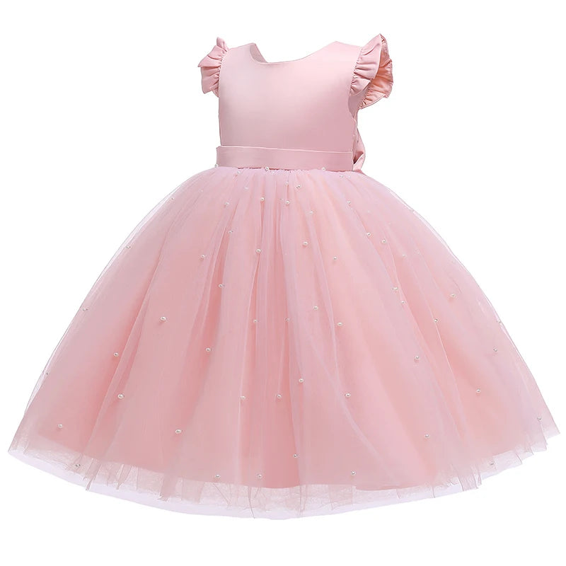 New Girls Puffy Dress Summer Tulle Fashion Little Princess Dress Piano Performance Costume Host Costume 2-10 Years Kids Clothes