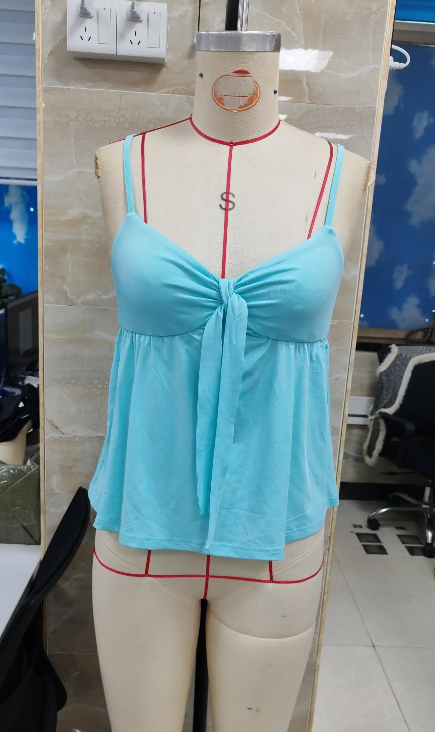 Solid Coquette Front Tie Spaghetti Strap Tank Top Women Loose Flowy Summer Sleeveless Cami Top Y2k Streetwear