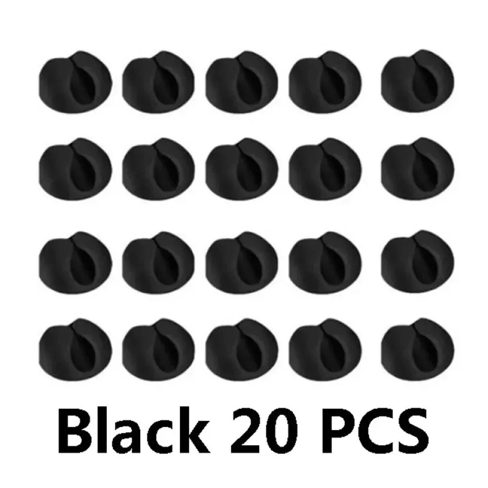 Silicone Round Cord Clips Self Adhesive Cable Management Organizer 20 Pack For Desk Car Home Tidy