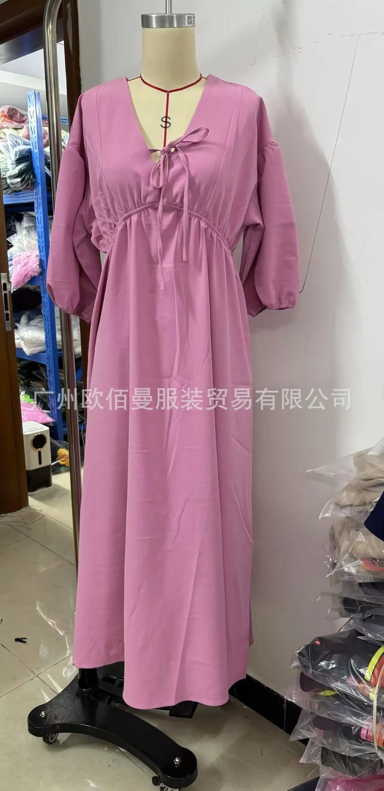 Dress Women Dresses A Line Puff Sleeve Vestidos V Neck Elastic Waist Elegant Mid Length Solid Y2k Streetwear Work Lace Up Summer
