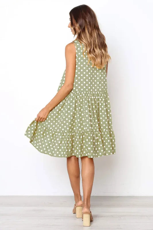 New Summer Sleeveless Dresses for Women O-Neck Women Dress Loose Dot A-LINE Dress Women Vestidos De Verano Mujer 2026 Q3716