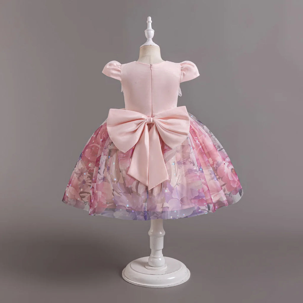 HETISO Gradient Floral Princess Dress for Girls Ruffle Lace Elegant Kid's Party Gown Festa Junina Style Ages 4-10 Years