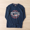 2025 Autumn New American Retro Long Sleeve O-Neck Letter Printed T-Shirt Men'S Fashion 100% Cotton Washed Casual Youth Tops