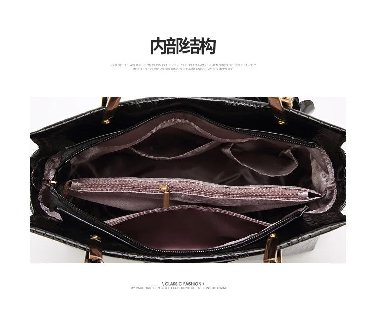 2025 New Patent Leather Women's Bag Striped Handbag Women's Crossbody Shoulder Bag Shell Bag Large Capacity Outdoor Travel