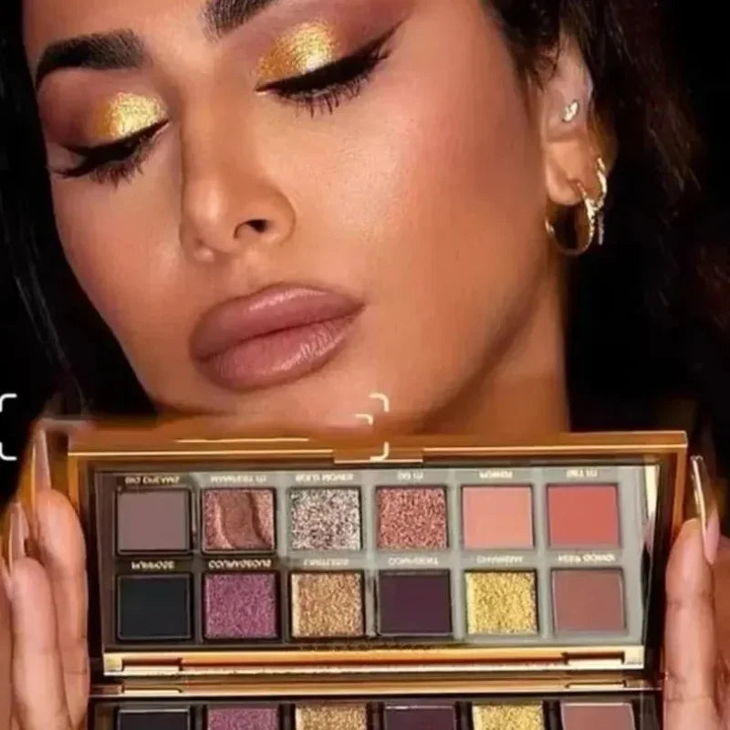 18-color Eye Shadow Palette Pearlescent Flow Finish Matte Glitter Rose Gold Black Punk-inspired Tones Party Makeup