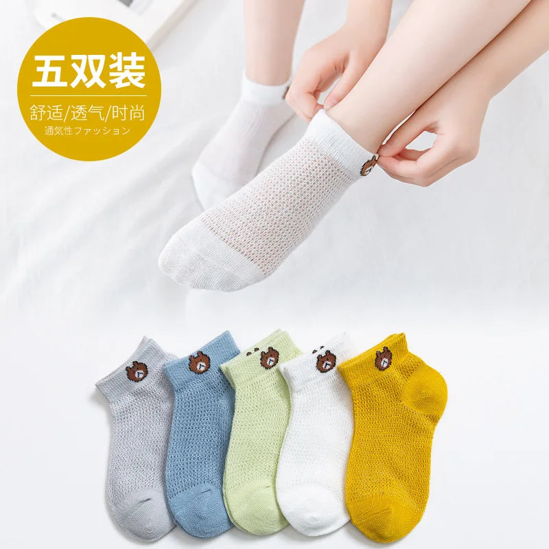 Kids Ultrathin Mesh Boat Socks – 5 Pairs, Ages 0-5Y