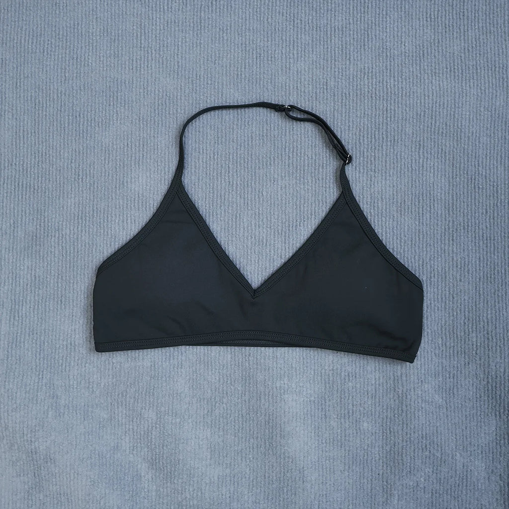 Women's Summer Halter Neck Padded Sports Yoga Bra Shock Absorption Support Backless Crop Top for Outdoor Running And Gym