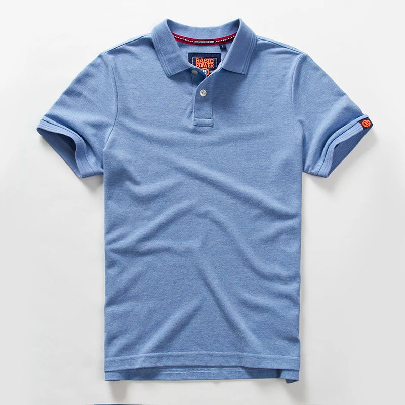 Summer New American Retro Knitted Solid Color Pearl Cotton Polo Shirts Men'S Fashion Washed Short Sleeve Lapel Casual T-Shirt