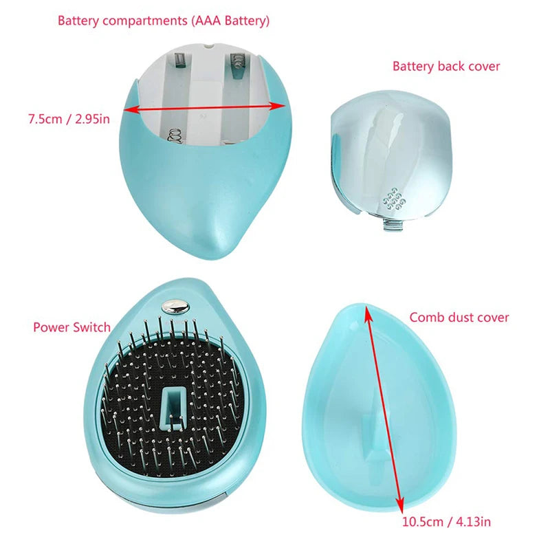 New Product Electric Sonic Vibration Magnetic Massage Comb Ion Anti-static Mini Hair Straightening Comb
