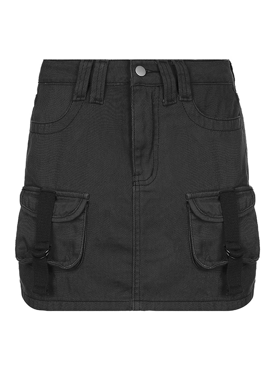 Low Waist Mini Cargo Skirt Gothic Y2k Cute Denim Jean Skirts Aesthetic Retro Bodycon Short Skirt Harajuku Vintage Streetwear