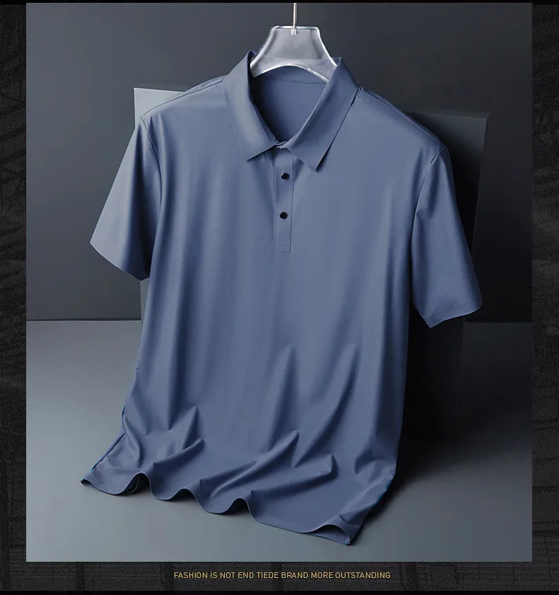 Men's Ice Silk Polo Shirt - Traceless Breathable Casual Short Sleeve