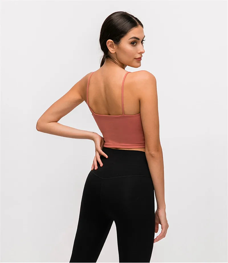 Solid Color Women Sports Bra Comprehensive Training Shockproof Halter Soft Sports Fitness Top Gym Yoga Chest Pad Comprehensive