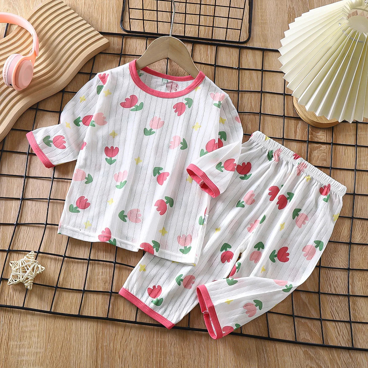 Kids Cotton Long Sleeve Pajama Set – Cartoon Nightwear, Ages 2-7Y