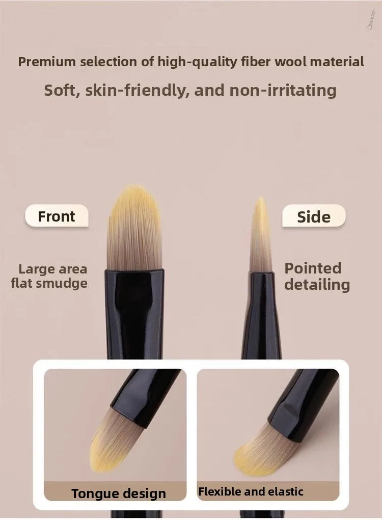 Tongue-shaped Flat Detail Concealer Brush, Soft Bristles Seamless Coverage for Dark Circles, Acne Marks & Spots
