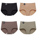 Falllsweet 4Pcs Women Seamless Silk Panties Soft Thin Female Underwear Sexy Mid-Rise Briefs Ice Silk Underpants Lingerie M-2XL