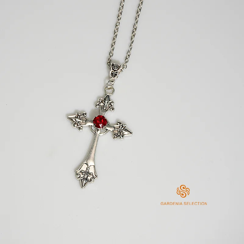 Punk Crystal Cross Pendant Necklace Gothic Clavicle Necklace Aesthetic Jewelry Men'S Women'S'S Gifts