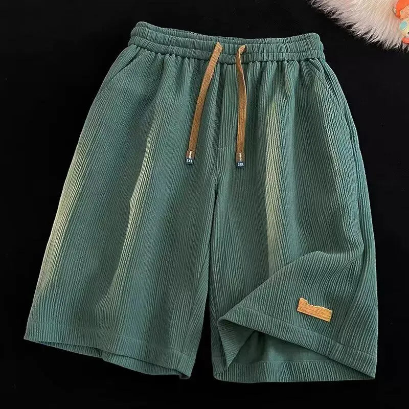 Ice Silk Casual Loose Fit Five Inch mid Waist Shorts Lightweight Summer Beachwear Four Inch Shorts for Men Comfortable Breath...