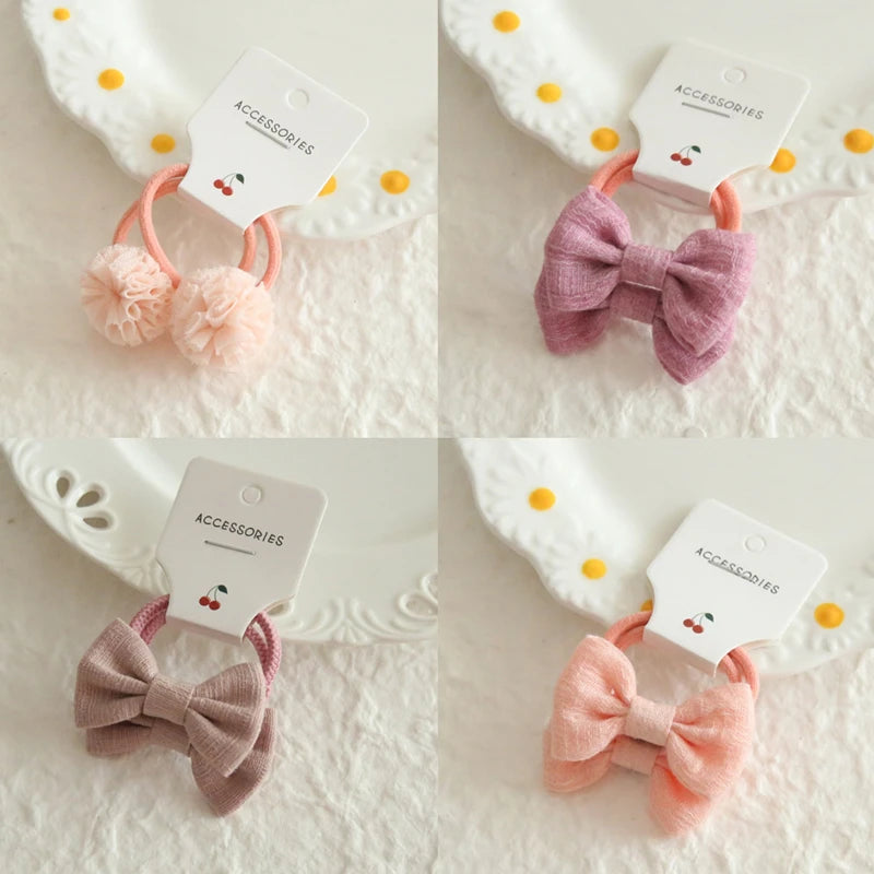AITOUSHI Girls' Elastic Hair Bow Ties - Cotton Printed Hair Rope