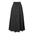 Skirts women 2025 casual Premium cotton linen Solid color high-waisted elastic A-line large hem pleated skirts women's clothing