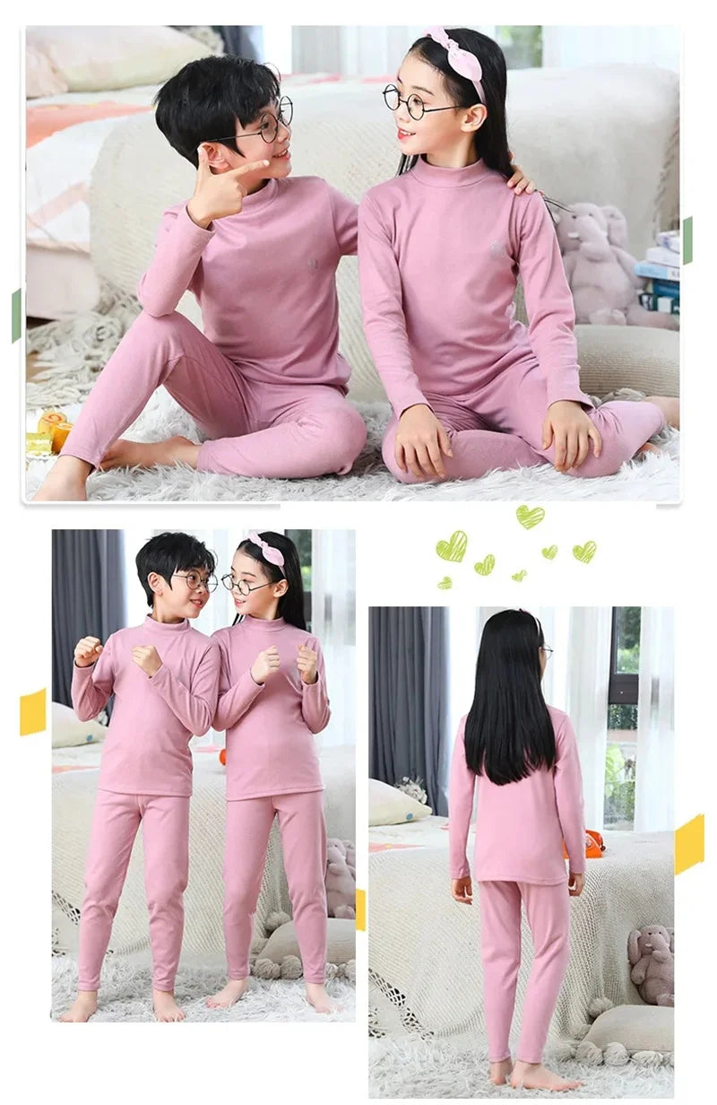 Kids Thermal Sleepwear Set - Unisex Pajama and Pants 2-Piece Suit