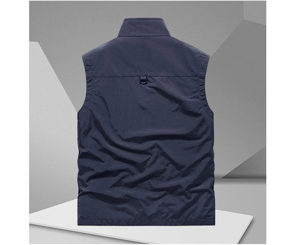 DIMUSI Summer Mens Multi-pocket Vests Casual Man Breathable Mesh Vest Sleeveless Jackets Man Outwear Fishing Waistcoats Clothing