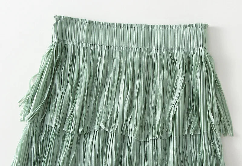 Luxury Multi Solid Colors Pleated Skirt for Women's Large Hem Folds A-line Skirts Female 2025 Loose Fashion Skirts Casual 0666