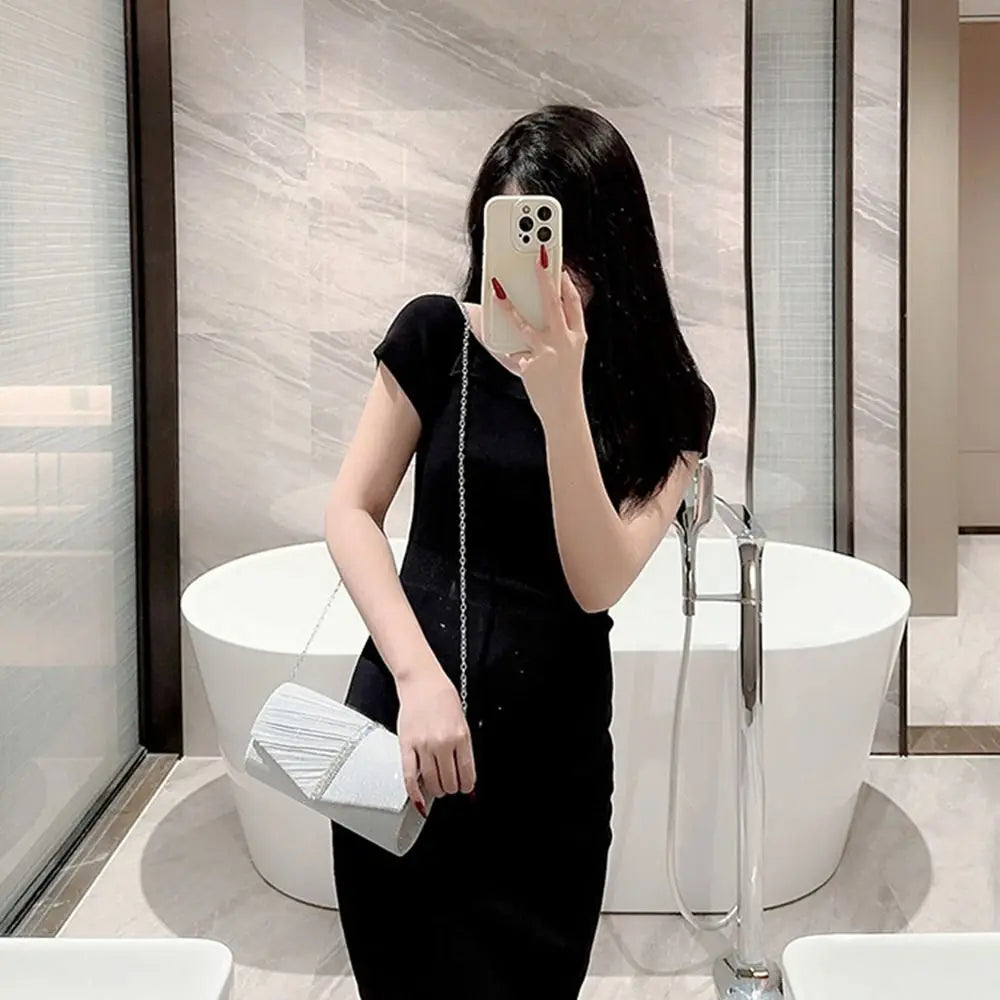 Luxury Glitter Evening Bags Chain Banquet Handbags Sequins Clutches Women Ladies
