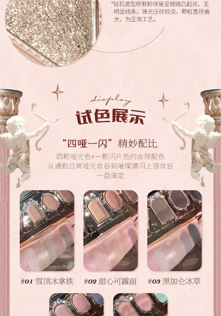 Flower Knows Series Shell Strawberry Angel Moonlight Mermaid Jewel Eyeshadow Palette 5 Colors Pearlescent Mashed Potatoes